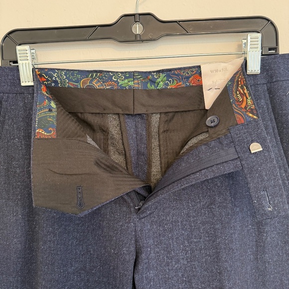 Paisley and Grey Mens Slim Fit Downing Blue Speckle Suit Pants - Picture 7 of 13